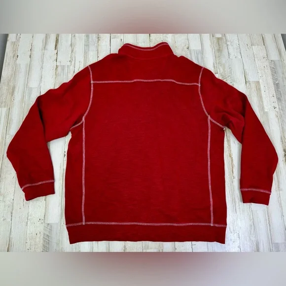Men's Tommy Bahama Red Pull Over Marlin Logo 1/4 Zip Fleece Jacket XL - Picture 8 of 10
